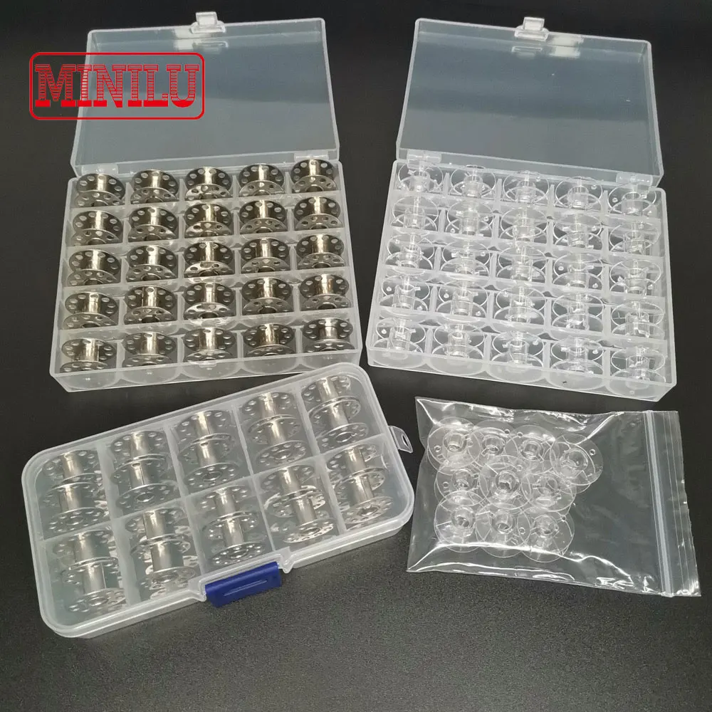 Plastic Bottom Thread Bobbins Transparent Spools Storage Box for SINGER ...