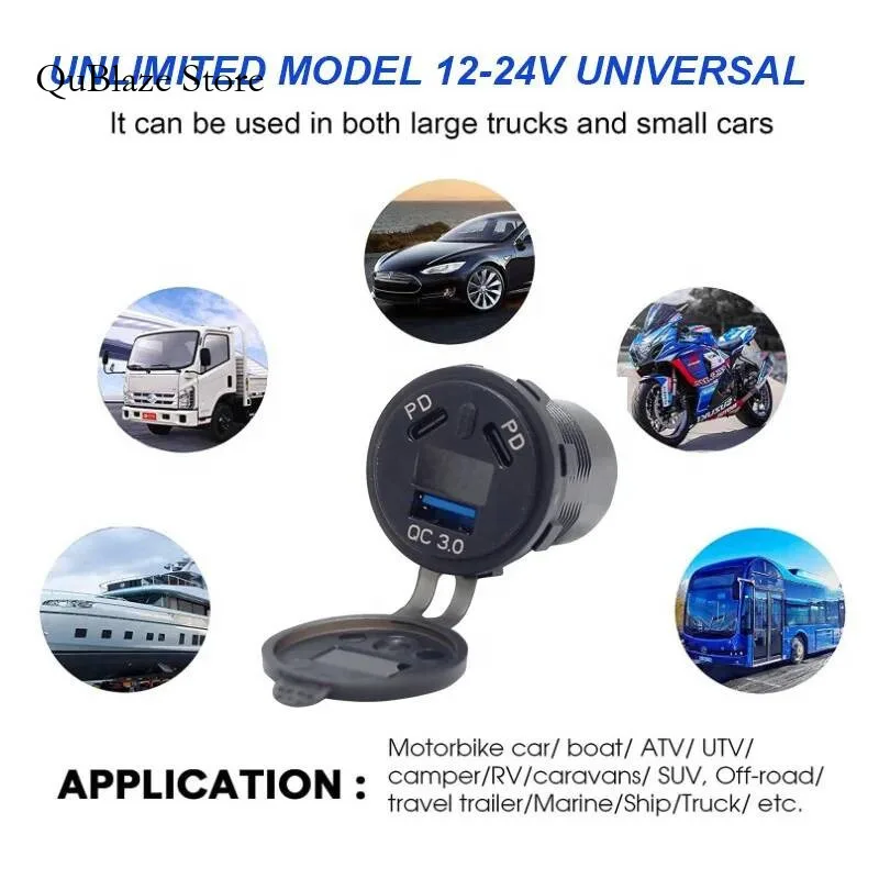 18W QC3.0 USB + 듀얼 45W PD USB-C 고속 충전기(켜기 끄기 스위치 포함)