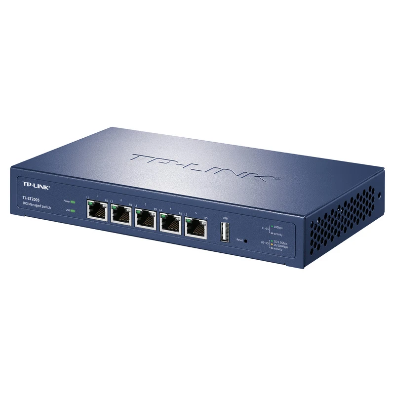 TP-Link TL-ST2005 비관리형 이더넷 데스크탑 스위치, 플러그 앤 플레이, 견고한 금속, 속도 자동 협의, 5 포트, 10G/Multi-Gig