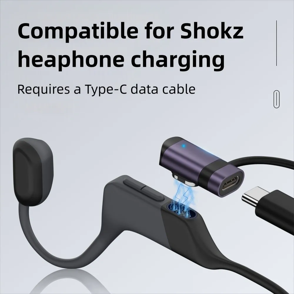 Bone Conduction Headphone Type-C Magnetic Charging Adapter with LED Indicator and Anti-Loss Features