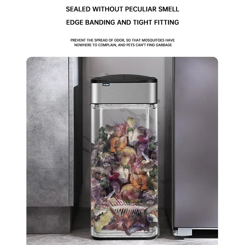 60L Smart Sensor Trash Can Large Capacity Stainless Steel Smart Garbage Bin Luxury Home Kitchen Trash Can For Living Room Bin
