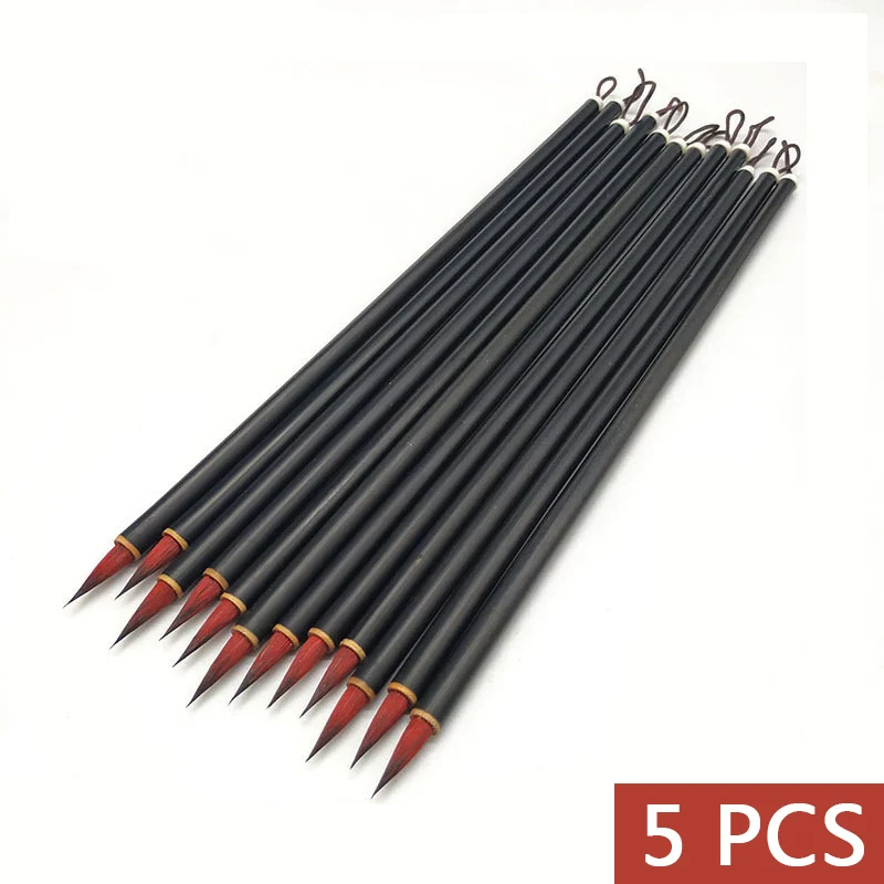 

5PCS Xiaokai Calligraphy Brush Pen High-quality Red Hair Chinese Painting Brush Weasel Hair Regular Script Writing Brush