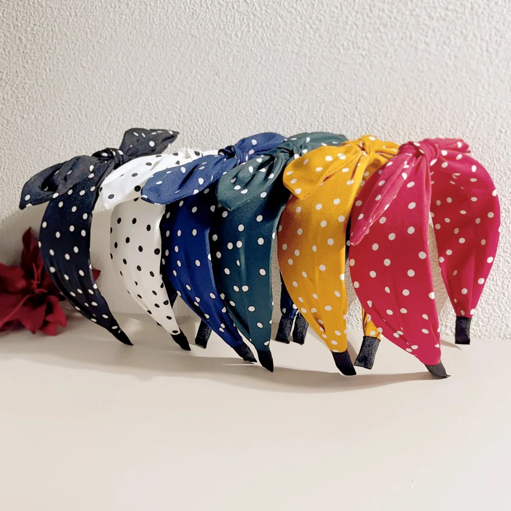 Boho Punkte Breite Haarbänder für Frauen Mädchen Vintage Strand Bowknot Ohr Bögen Koreanische Weiche Turbane Stirnbänder Zubehör Großhandel