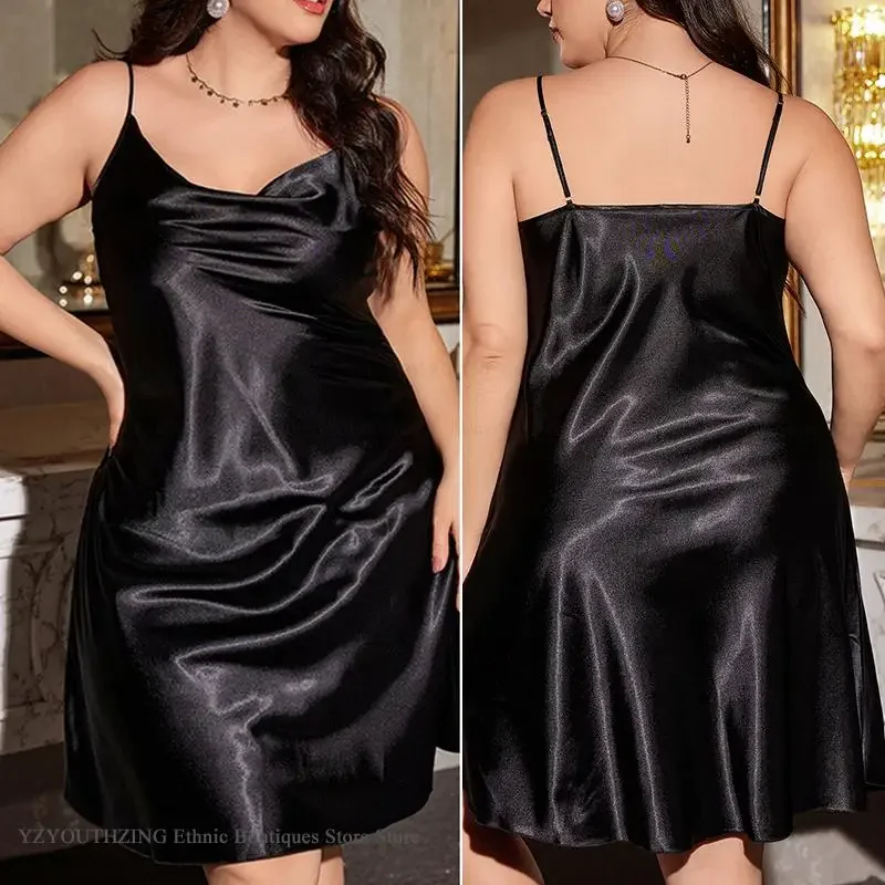 Women Sleepwear Silk Robe Sleepwear Pajamas Plus Size 3XL 4XL 5XL Women's Nighty & Robe Set Chemise Nightgown Spring Summer Silk Satin Bathrobe Home Clothing Loose Sleepwear