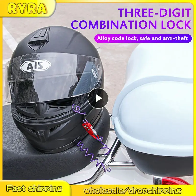 

3 Digit Code 90cm Locker Portable Password Helmet Lock Door Motorcycle Bike Anti-theft Cable Lock Accessories