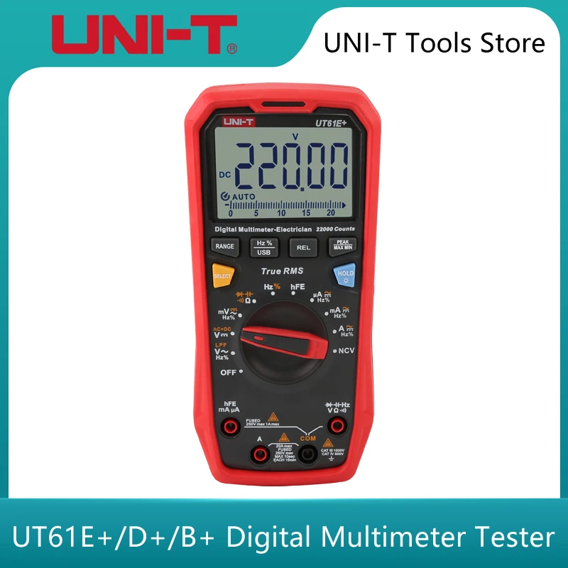 

UNI-T UT61B + UT61E + UT61D + Ручной профессиональный цифровой мультиметр-тестер True RMS Автоматический диапазон 6000 отсчетов DC AC 1000V