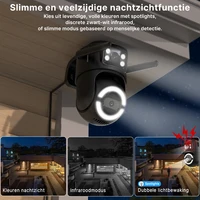 Caméra IP WIFI HD à double objectif 2,4 GHz/5 GHz, suivi automatique, surveillance de sécurité, vision nocturne intelligente, étanche, moniteur CCTV iCsee 6