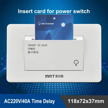 전원 스위치용 삽입 카드, 에너지 절약 스위치, 모든 카드, ID 카드, IC 카드, 고출력 220V, 8000W, 40A, 15 초 시간 지연, 10 개