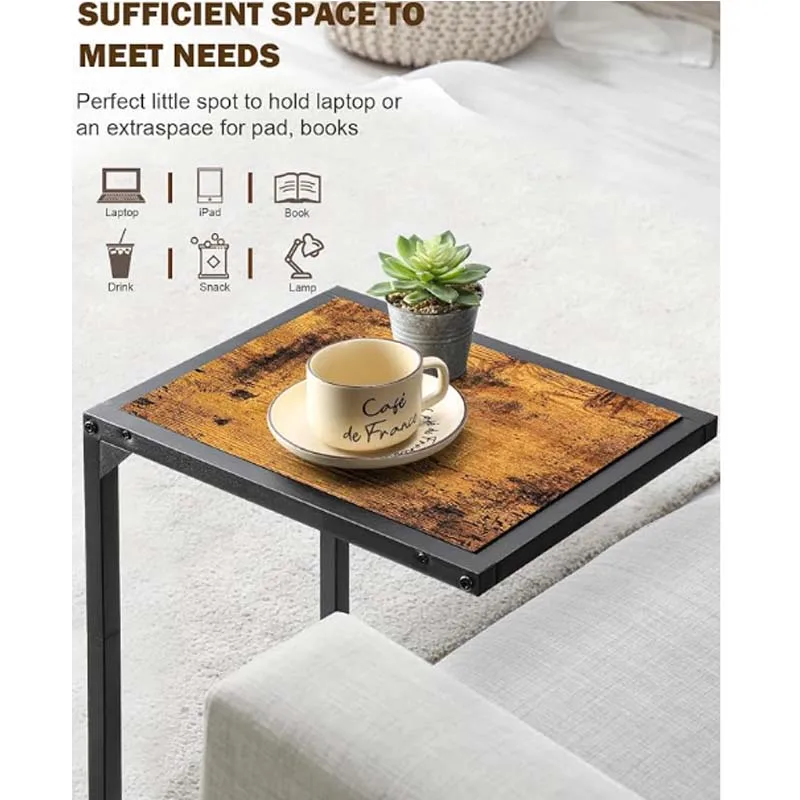Description Picture 4 of itemSide Table/C Shaped End Table for Couch & Bed, TV Tray for Eating on Couch, Small End Tables for Small Spaces, Easy Assembly