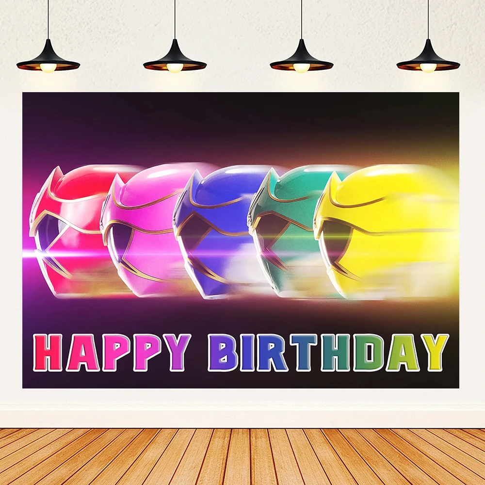 Cartoon Power Rangere&s Thema Geburtstag Party Hintergrund Luftballons Dekoration Hintergrund Foto Requisiten Banner Baby Dusche Kinder Geschenke – Detail 11