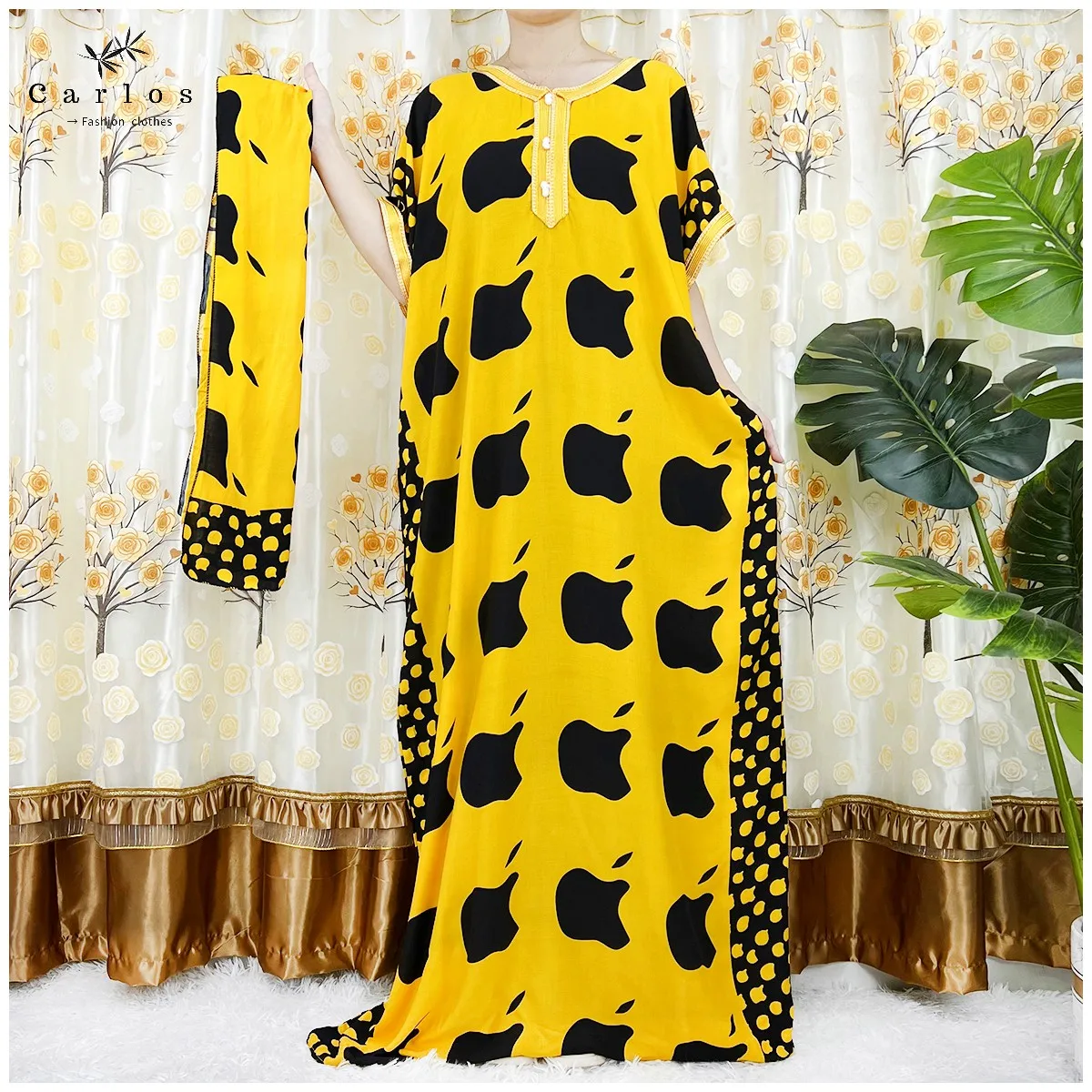 

New Style Short Sleeve 2 Pieces African Dashiki Floral Printing Loose Cotton Caftan Lady Summer Maxi Casual Dresses Vestidos