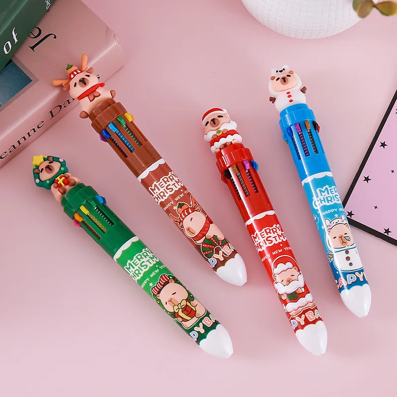 Whaline Bolígrafos Multicolor De Navidad, Muñeco De Nieve, Reno, árbol De Navidad, Papá Noel, Bolígrafos Retráctiles Para Estudiantes Para Recuerdos De Fiesta De Navidad, 16 Unidades
