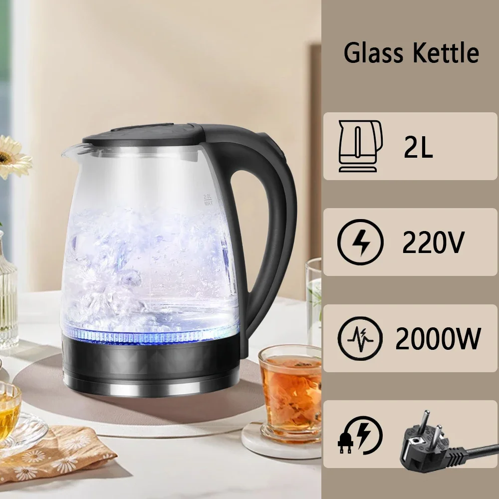 2L  Glass Kettle With 2000W Kitchen Appliances Keep Warm   Boiling Tea Pot 110-220V Hot water kettle electric Tea infuser Xaomi 5