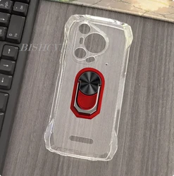 Blackview Soft Silicone Smartphone Case with Ring Holder Bracket - Oscal Pilot 3 (Transparent C Red)