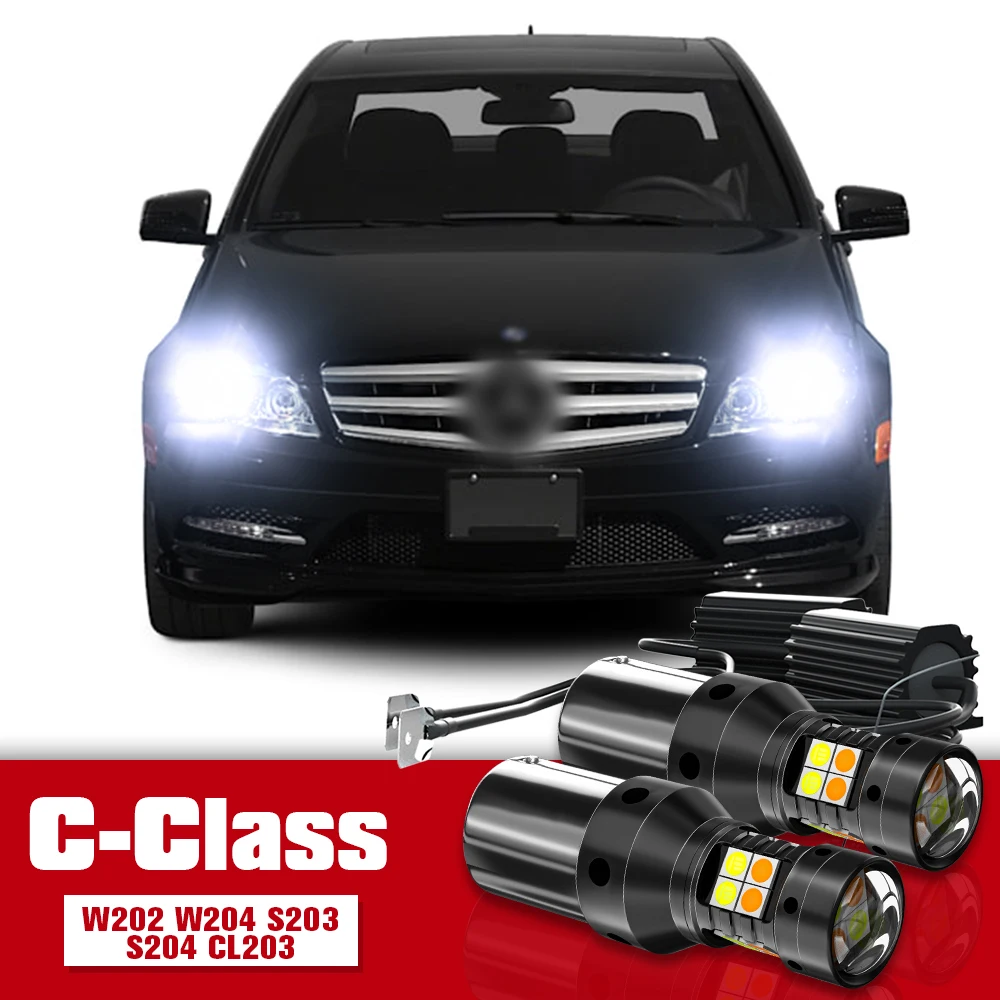 

2x Dual Mode Turn Signal+Daytime Running Light Accessories LED DRL For Mercedes Benz C-Class W203 W204 CL203 S203 S204 2000-2010