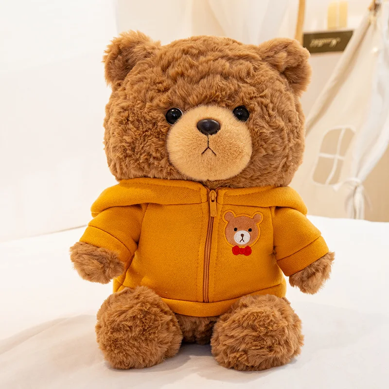 Jumper Teddy Bear With Hoodie Plush Toy Bear Cuddle Cloth