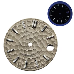 Enhanced Watch Dial with Green Luminous Accents - 28.5mm, Multicolor Options (Silver Grey)