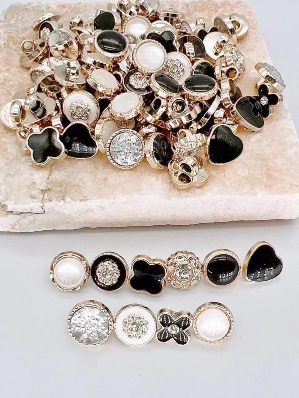 진주 단추 여성용 장 소형 셔츠 스웨터 가디건 라운드 모양 다용도 탑 매칭 의류 홈 패브릭