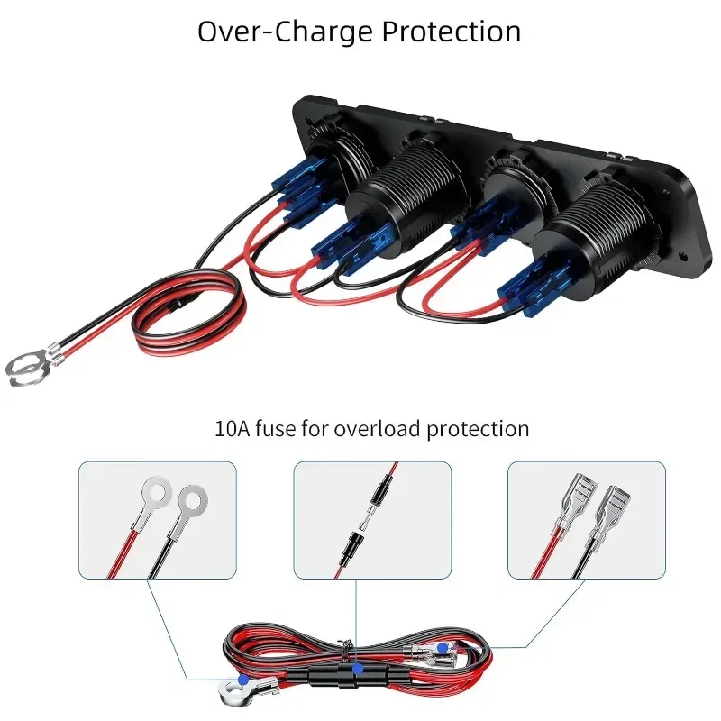 Kewig USB г   USB C , Ŀ ġ, ڵ  , ؾ RV Ʈ, 12V, 24V, 4 in 1, ǰ