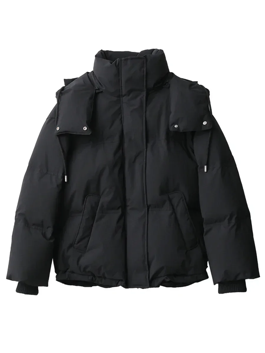 CHIC VEN Women\'s Down Coats Korean Casual Loose Warm Windbreak Hooded Jacket Fashion Solid Outerwear Female Clothes Winter 2023