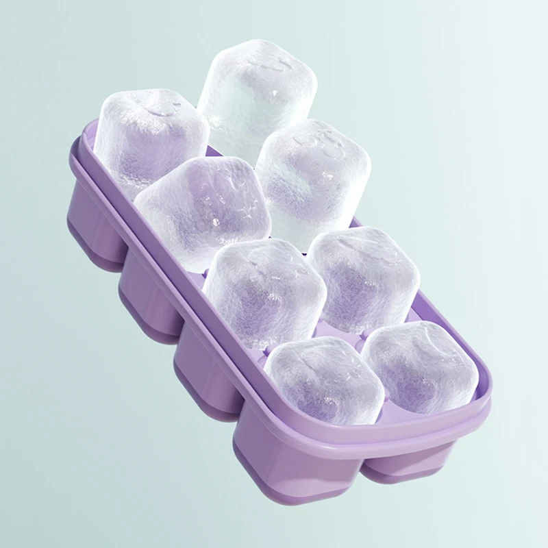 8 Grids Ice Cube Tray Food Grade Ice Cube Maker Silicone Whiskey Ice Molds Baby Safety Complementary Food Mould Kitchen Gadgets