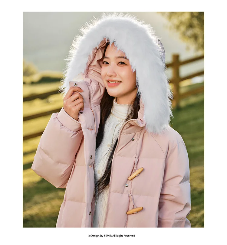 Down Jacket Women Long Length Three-Proof Windproof Loose Winter New Warm Fur Collar Hooded Coat Down Jacket