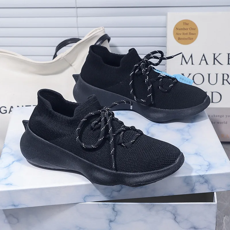 2022 New Women Chunky Sneakers Spring Summer Air Knit Mesh Casual Sport Running Shoes Street Plus Size GYM Shoes 