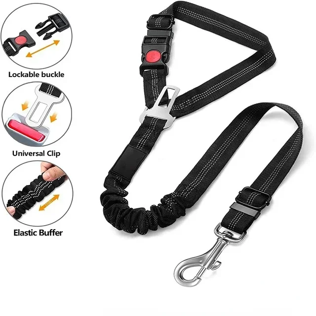 Solid Anti-shock Two-in-one Dog Harness Leash Pet Car Seat Belt with Clip Backseat Safety Belt  Kitten Collar Pet Accessories 3