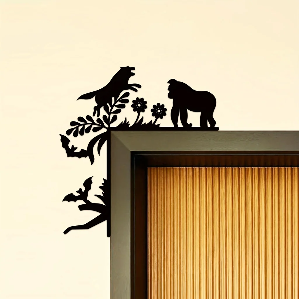 

1pc Orangutan Animal Decorative Wall Stickers Door Corner Decoration Door Frame Corner Decoration Iron Art, Wall Decoration