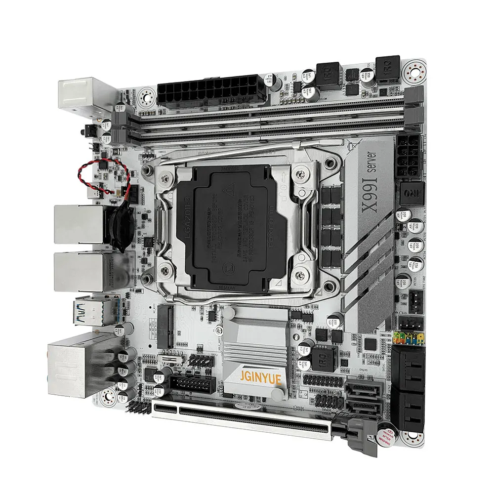 JGINYUE X99 itx motherboard Set Kit Combo With Xeon E5 2696 v3 CPU and DDR4 ECC 32G 2 16 2133Mhz RAM 2.5G X99i server