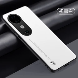 Luxury Silicone Leather Case with Camera Protection and Shockproof Bumper for Vivo V40 5G (Ivory)