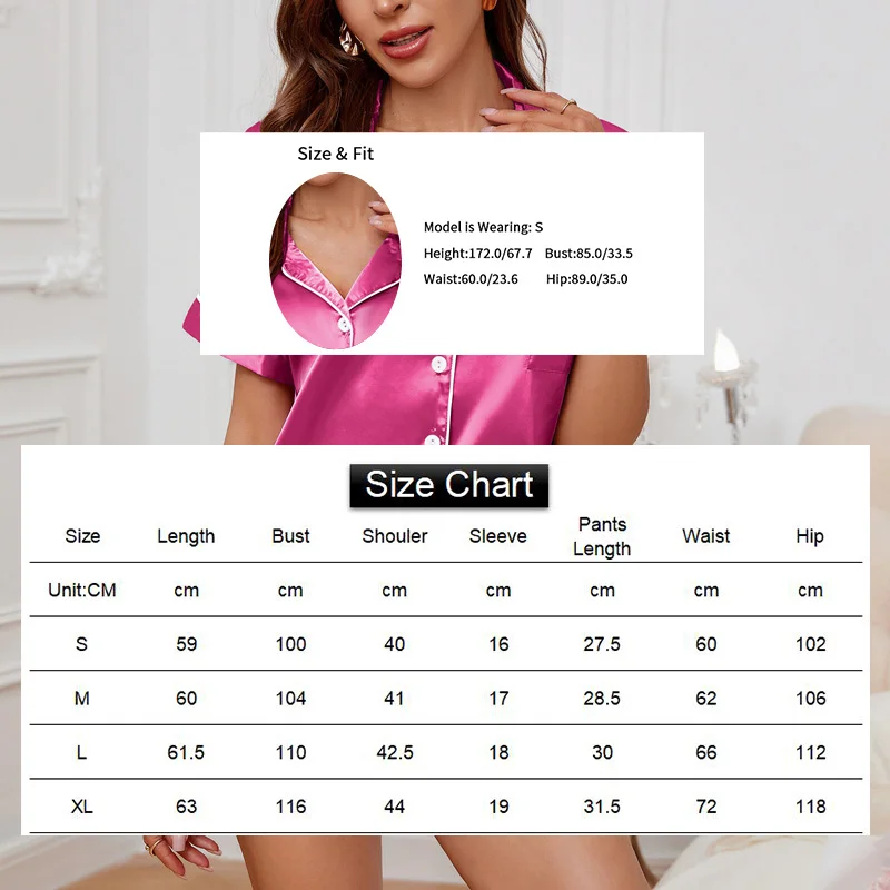 Women's Satin Short Sleeve Pajama Set - Elegant Summer Loungewear