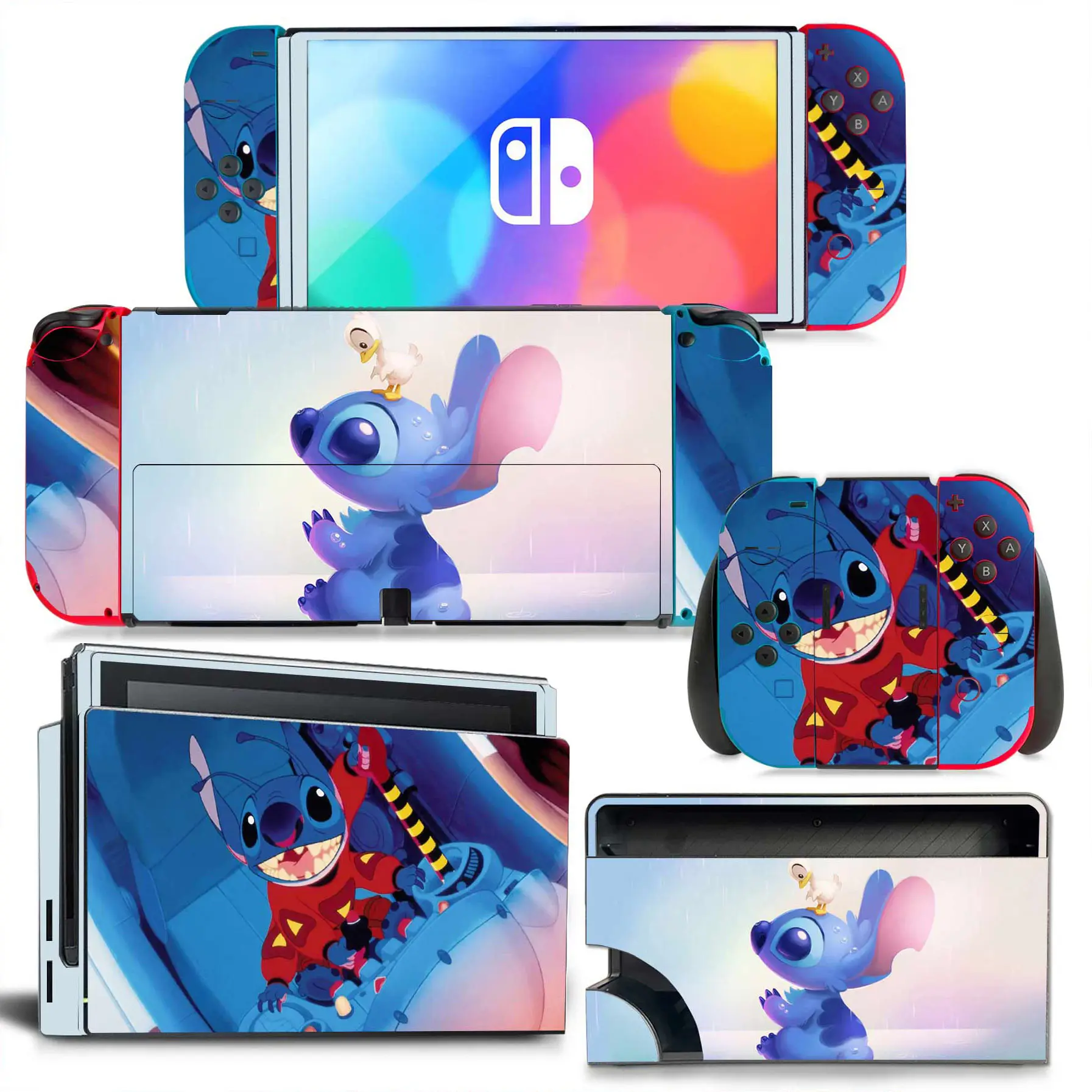Stitch sticker skin Charging Dock Station Cover Protective Shell for Nintendo Switch Oled NS Console Crystal Protector Skin