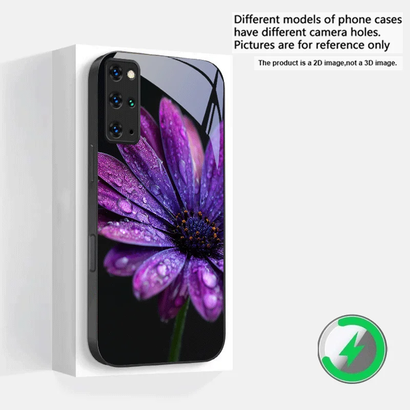 Purple Rose Floral Magsafe Glass Phone Case