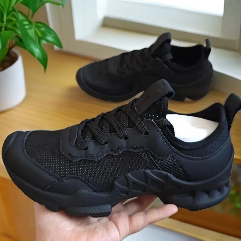 2026 New Comfortable Height Increasing Shoes Men's Classic Sports Shoes Durable Black Flat Mesh Shoes Casual Walking Shoes 4