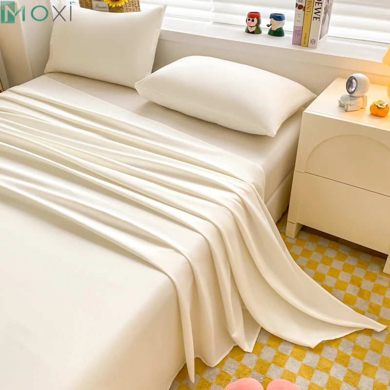 Plus Size Plain Bed Cover Solid Color Bed Sheet Smooth Feel Double People Queen King Bedsheets Bedding Without Pillows Case 2