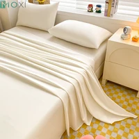 Plus Size Plain Bed Cover Solid Color Bed Sheet Smooth Feel Double People Queen King Bedsheets Bedding Without Pillows Case 2