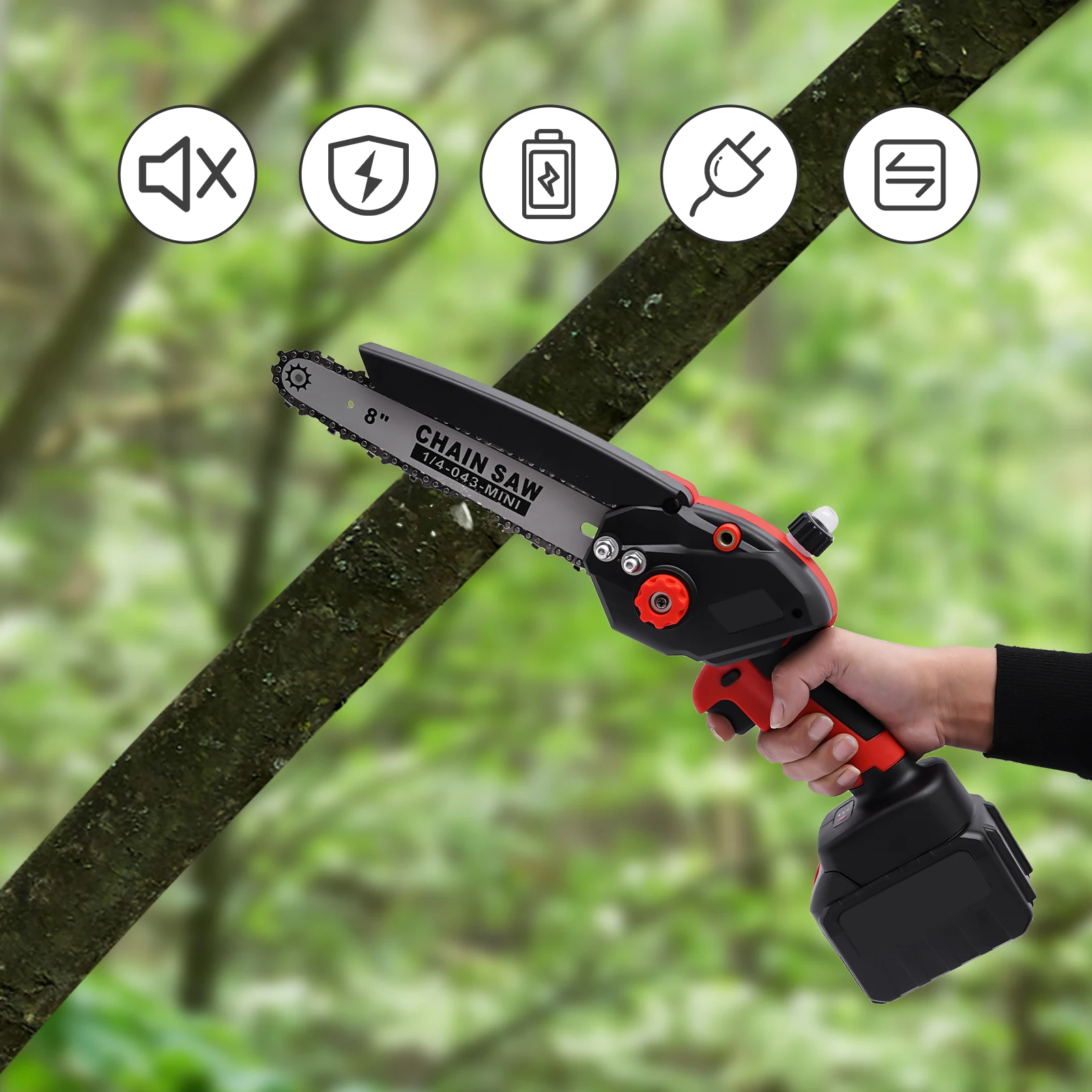 Brushless Mini Chainsaw 8in Electric Cordless Chainsaw with Battery Powered&Fast Charger,Auto-Oil System Portable for Cutting