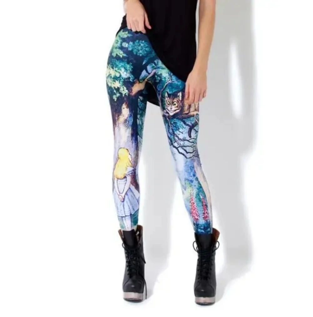 

Women leggings Alice with Cheshire cat printed Casual slim legging One Size