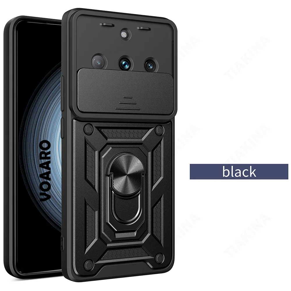 Slide Lens Armor Case with Magnet Ring Stand Holder
