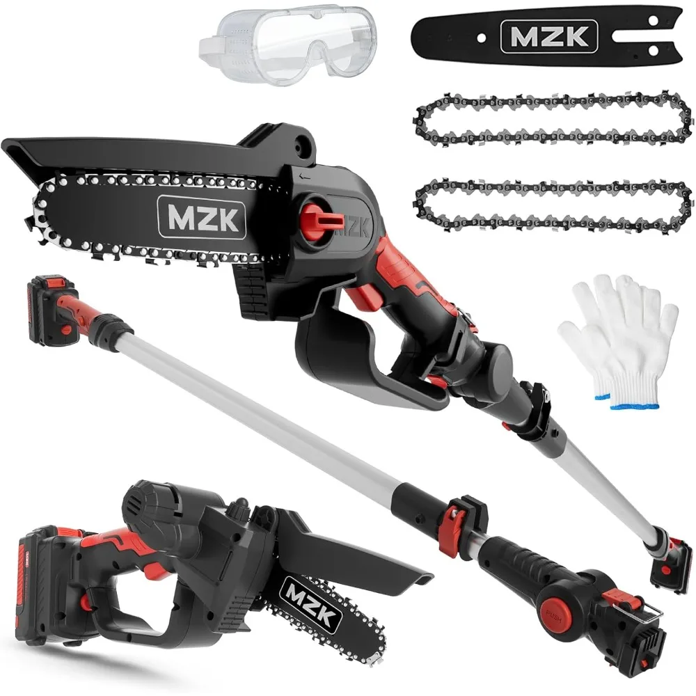 2-in-1 Cordless Pole Saw & Mini Chainsaw with 3 Replacement Chain, 20V Battery Pole Chainsaw, 4.5" Cutting Capacity