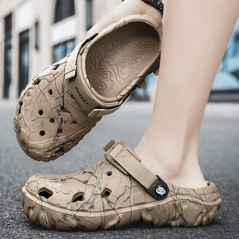 Summer Sandals Summer Outdoor Beach Sandals Men Clogs Shoe Women Slippers Camouflage Platform Aqua Shoes Soft EVA Indoor Home Slides Flip Flops