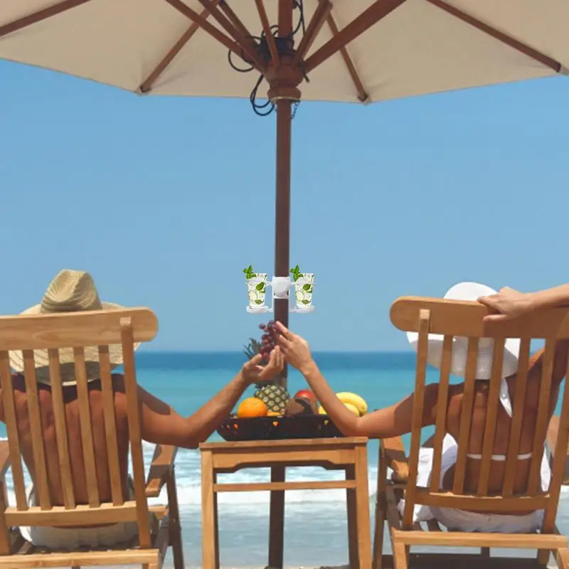 Beach Umbrella Cup Holder Outdoor Parasol Tray Cup Multi-functional Sunshade Umbrella Tube Leak-proof Water Tray Drinks Holder
