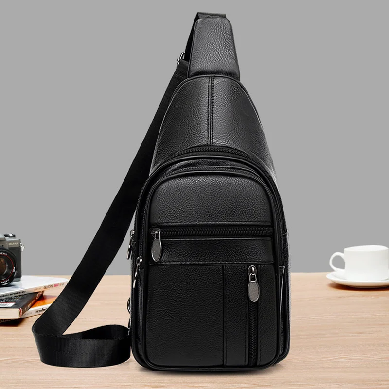 

Нагрудная сумка из натуральной кожи для мужчин, повседневный мужской рюкзак на одно плечо в Корейском стиле, большая сумка через плечо из воловьей кожи с верхним слоем