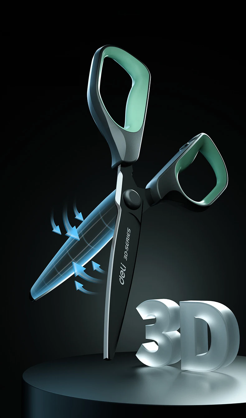 Deli Edelstahl-Schere, 3D-gebogenes Messer, schwarze Klinge, Heimbüro, Handarbeit, Antihaft-Schere, Schere, Schule, Schreibwaren – Detail 4