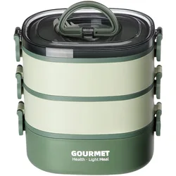 Large Portable 3-Layer Leakproof Bento Lunch Box Container for School, Office, and Travel (Green)