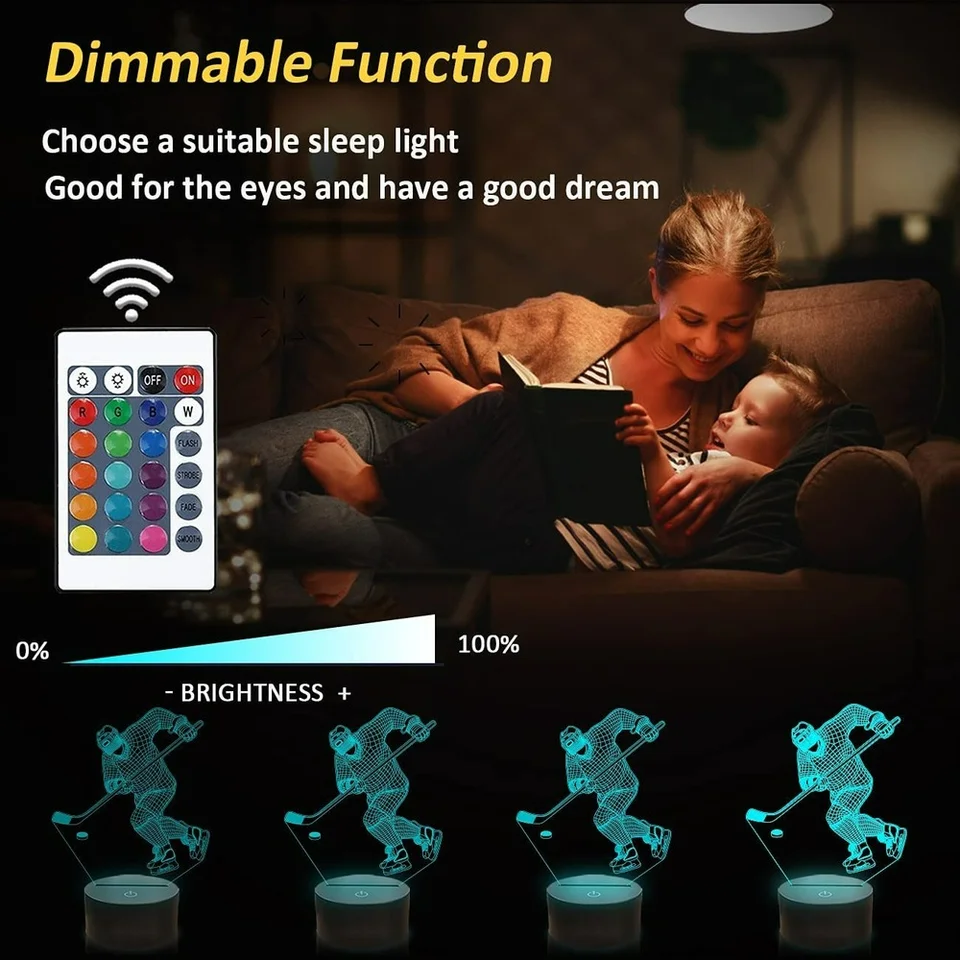 Luce Notturna 3D Per Bambini A Forma Di Rugby, Lampada LED Con Telecomando E 16 Colori, Ricaricabile USB, Regalo Di Compleanno Sportivo - 3