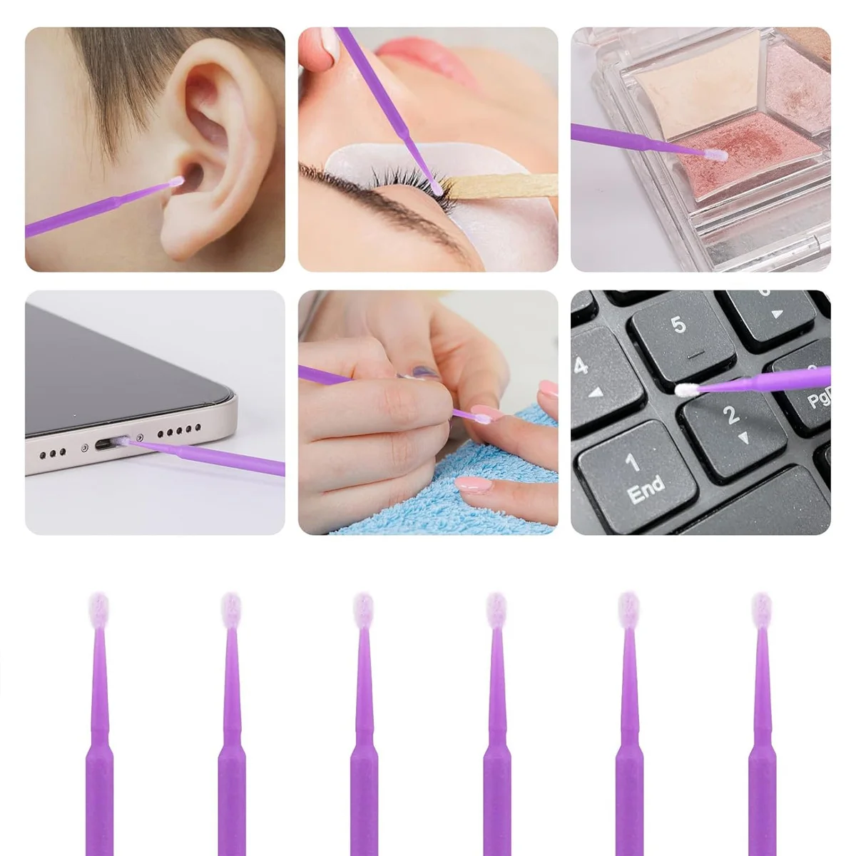 100pcs Paint Micro Brush Head Mini Car Cleaning Detail Brush Multi-Purpose Brush Eyelash Extension Cleaning Swab Makeup Tool 3