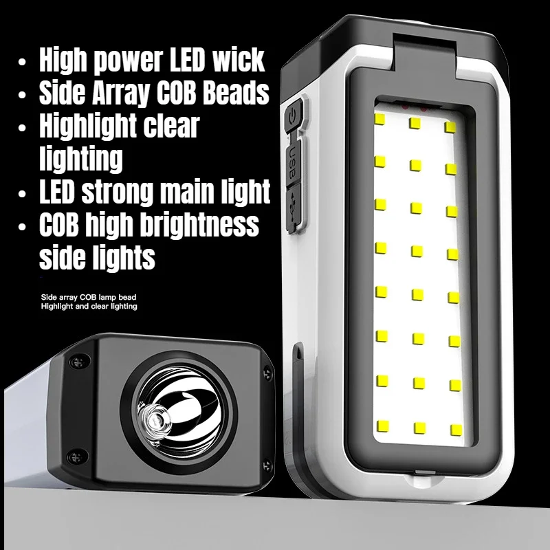 LED Flashlight SOS Flash Camping Lanterns Portable Folding Lamp Emergency Power Bank Outdoor Adventure Fishing Torch