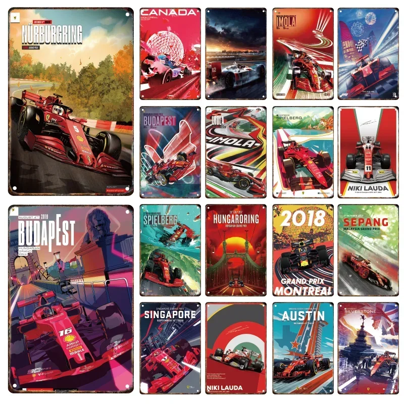 F1 Grand Prix Metal Signage Tin Painting Vintage Hamilton Verpunpen Racing Poster Home Garage Club Wall Art Decor Murale Gift